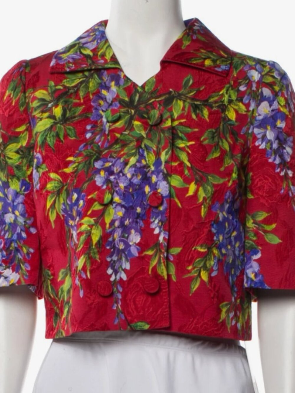 RED, PURPLE AND GREEN DOLCE & GABBANA WISTERIA JACKET SIZE 38 US 2 OR 4
